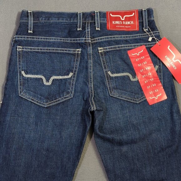 Kimes Ranch Jeans Men's 27x32 Blue Thomas Straight Fit Western Denim Made In USA